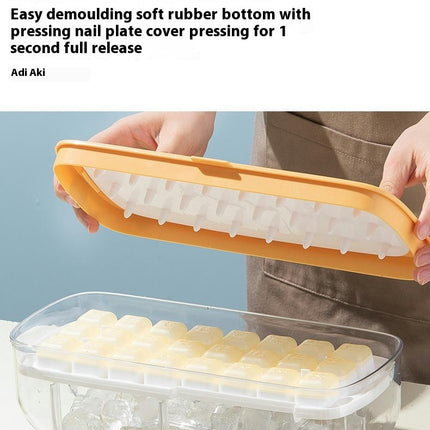 Ice Cube Tray with Lid and Storage Bin for Freezer Stackable Molds