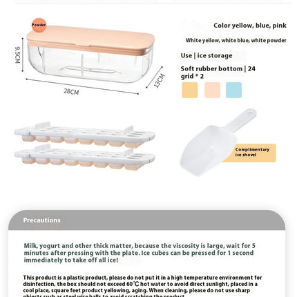 Ice Cube Tray with Lid and Storage Bin for Freezer Stackable Molds