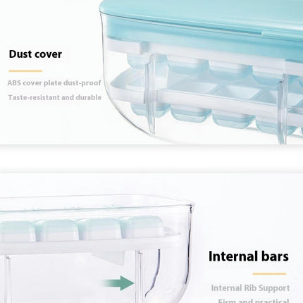 Ice Cube Tray with Lid and Storage Bin for Freezer Stackable Molds