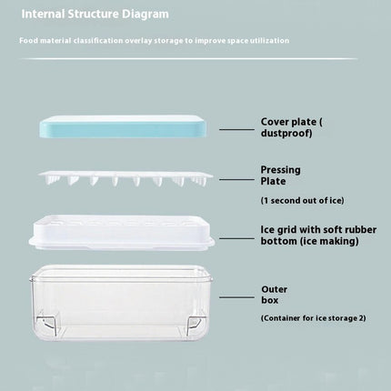 Ice Cube Tray with Lid and Bin with Silicone Ice Tray Easy