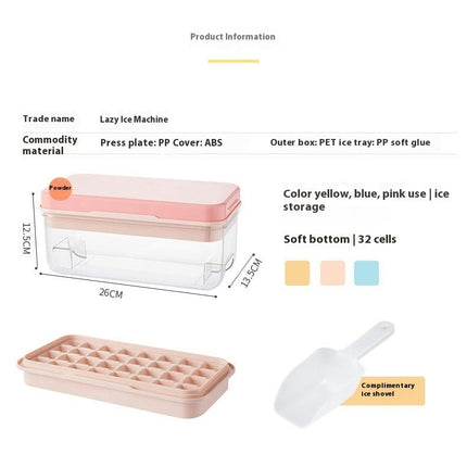 Ice Cube Tray with Lid and Bin with Silicone Ice Tray Easy