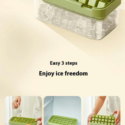 Ice Cube Tray with Lid and Bin Upgraded Flip Design Ice Cube Trays for Freezer