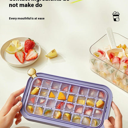 Ice Cube Tray with Lid and Bin Ice Cubes Easy Release Stackable