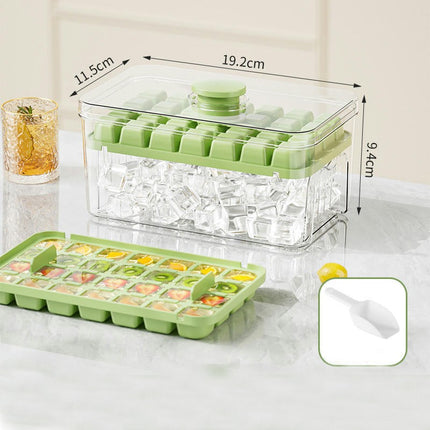 Ice Maker Press-to-release Cube Tray with Lid Bin for Freezer