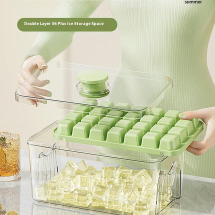 Ice Maker Press-to-release Cube Tray with Lid Bin for Freezer