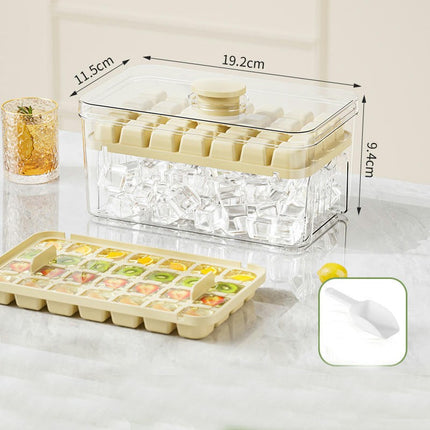 Ice Maker Press-to-release Cube Tray with Lid Bin for Freezer