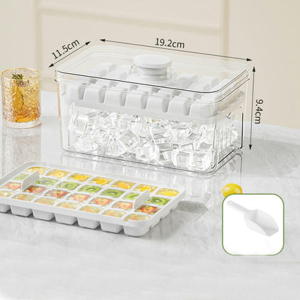 Ice Maker Press-to-release Cube Tray with Lid Bin for Freezer