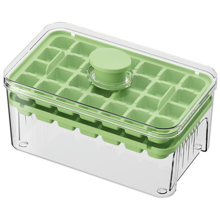 Ice Maker Press-to-release Cube Tray with Lid Bin for Freezer