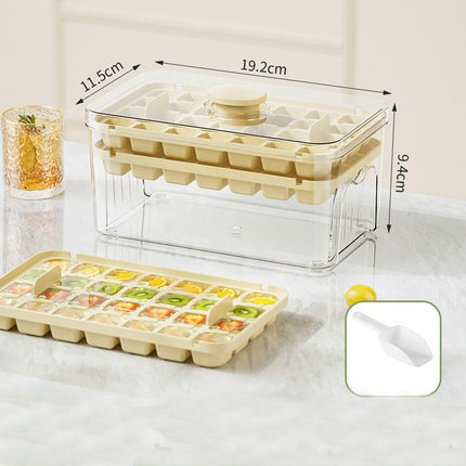 Ice Maker Press-to-release Cube Tray with Lid Bin for Freezer