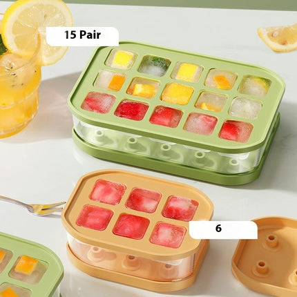 Ice Cube Molds Ice Trays for with Lid and Bin Easy Release Ice Trays