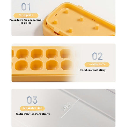 Ice Cube Trays for Freezer - Easy Ice Container with Spill-Resistant Cover