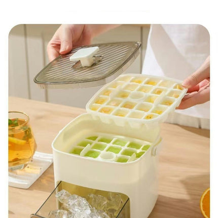 Ice Cube Tray with Lid Bin Ice Mold for Freezer Quick-release Ice Maker - for Home