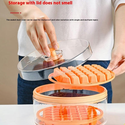 Ice Cube Container Secure Round Freezer with Dustproof Lid Ice Cube Tray