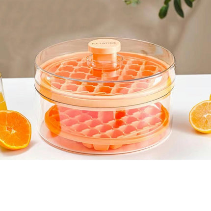 Ice Cube Container Secure Round Freezer with Dustproof Lid Ice Cube Tray