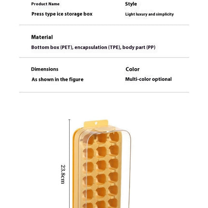 Press-Type Silicone Ice Cube Trays Ice Cube Bin Easy-Release Trays