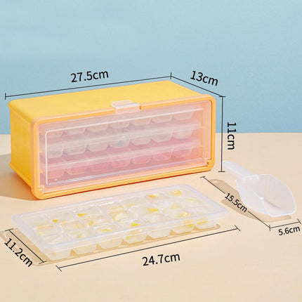 Ice Cube Tray with Lid and Bin Pull-Out Ice Cube Molds for Freezer