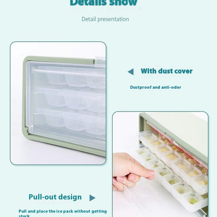 Ice Cube Tray with Lid and Bin Pull-Out Ice Cube Molds for Freezer