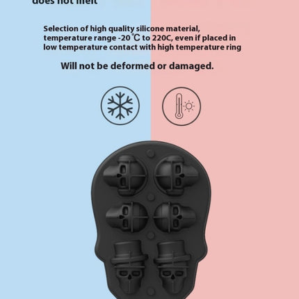 6 Grid Skull Ice Cubes Tray Ith Lid & Funnel 3 Distinct Patterns Mould