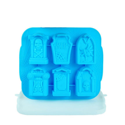 6 Grid Ice Cube Mold Halloween Skull Spider Gravestone Ice Cube Tray Mould