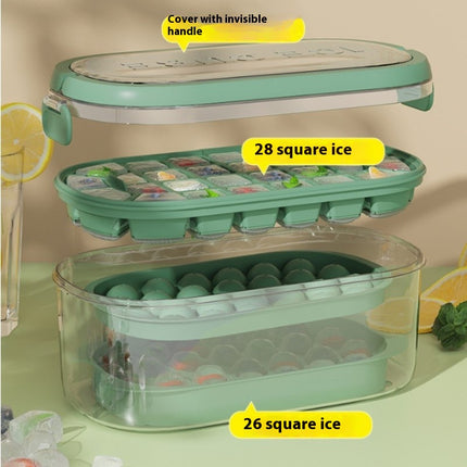 Frozen Ice Mold Portable Ice Box - Household Silicone Grid Ice Storage Box