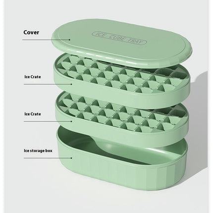 Ice Cube Trays with Lid and Bin Small Ice Maker - for Freezer