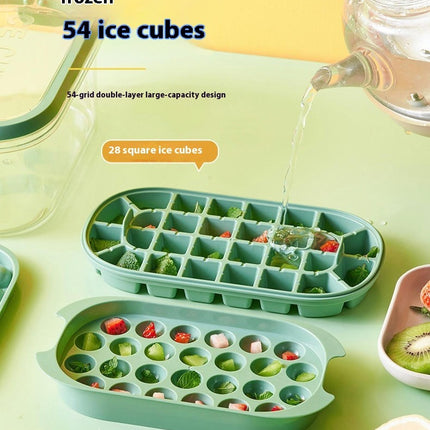 Ice Cube Trays with Lid and Bin-Small Ice Maker for Freezer Model B