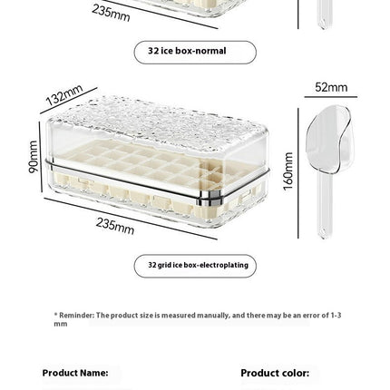 Small Ice Cube Tray with Lid and Bin Easy Press Ice Release - Plus Ice Scoop