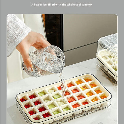 Small Ice Cube Tray with Lid and Bin Easy Press Ice Release - Plus Ice Scoop