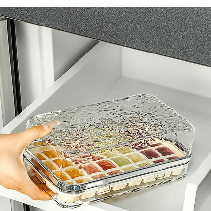 Small Ice Cube Tray with Lid and Bin Easy Press Ice Release - Plus Ice Scoop