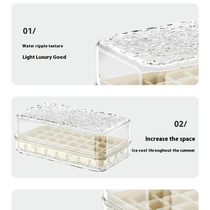 Small Ice Cube Tray with Lid and Bin Easy Press Ice Release - Plus Ice Scoop