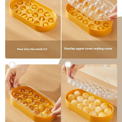 Small Ice Cube Molds & Tray Set for Freezer with Lids and Bin