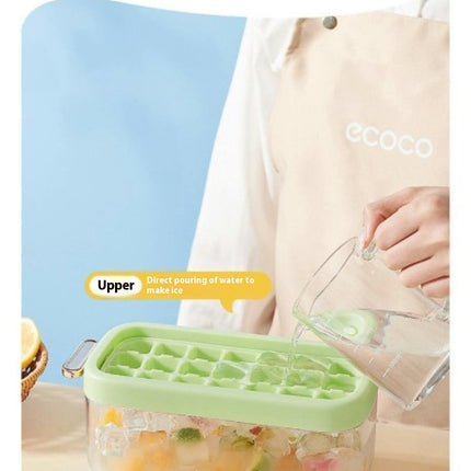 Easy Release Ice Cube Tray with Lid and Bin Innovative Flip Design