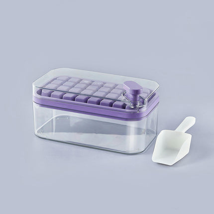 Ice Cube Tray with Lid and Bin Ice Tray One Button Easy Release