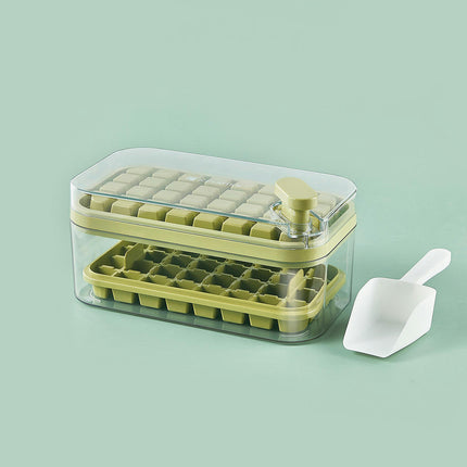 Ice Cube Tray with Lid and Bin Ice Tray One Button Easy Release