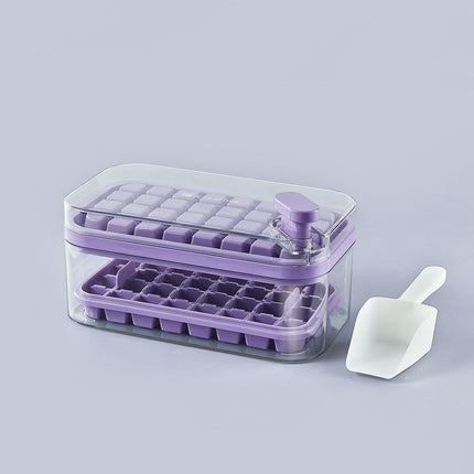 Ice Cube Tray with Lid and Bin Ice Tray One Button Easy Release