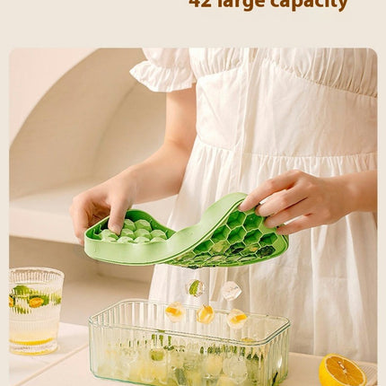 Small Ice Cube Tray with Lid and Bin Easy Press Ice Release Release