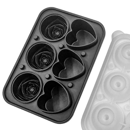 Ice Molds Rose & Heart-Shaped Ice Cube Trays Large Silicone Ice Cube Molds