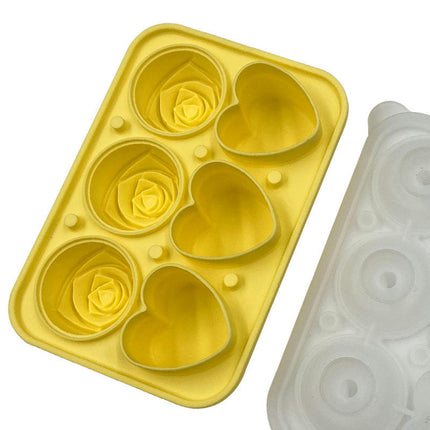 Ice Molds Rose & Heart-Shaped Ice Cube Trays Large Silicone Ice Cube Molds