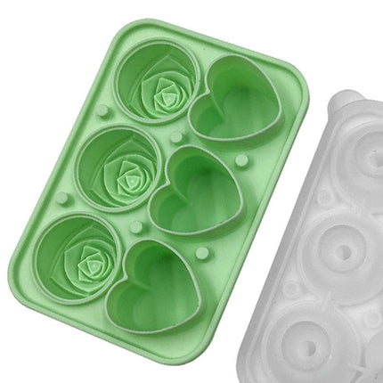 Ice Molds Rose & Heart-Shaped Ice Cube Trays Large Silicone Ice Cube Molds