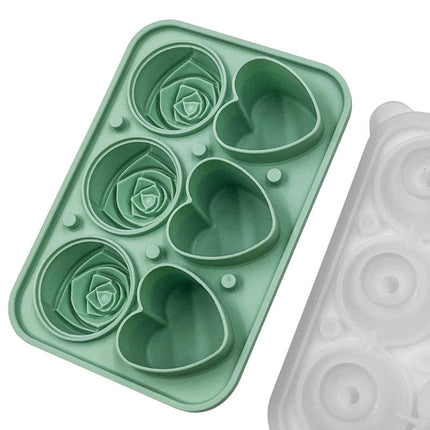 Ice Molds Rose & Heart-Shaped Ice Cube Trays Large Silicone Ice Cube Molds