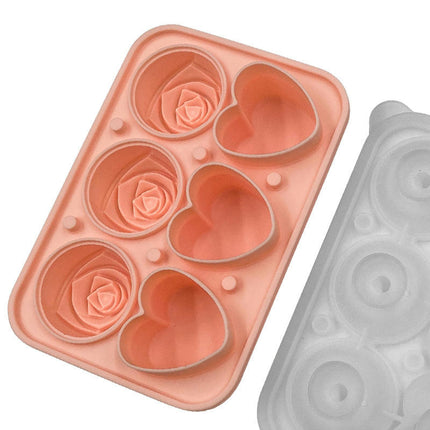 Ice Molds Rose & Heart-Shaped Ice Cube Trays Large Silicone Ice Cube Molds