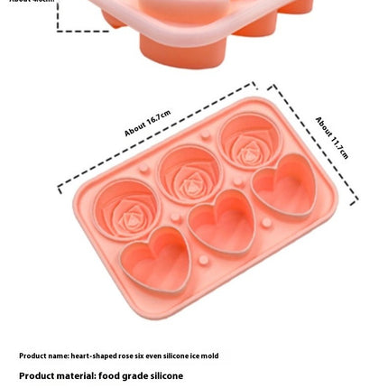 Ice Molds Rose & Heart-Shaped Ice Cube Trays Large Silicone Ice Cube Molds