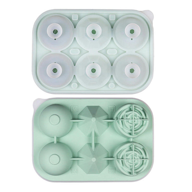 Ice Cube Trays with Covers 6 Cavity Silicone Rose Diamond Ice Ball Maker