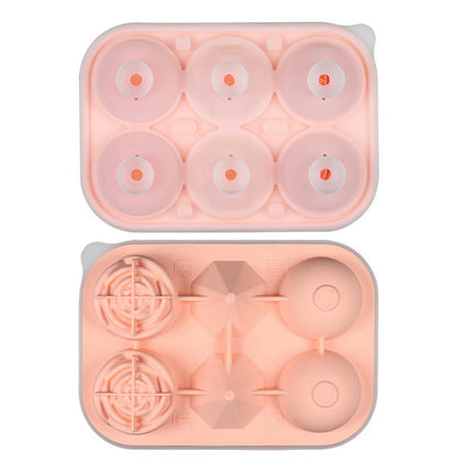 Ice Cube Trays with Covers 6 Cavity Silicone Rose Diamond Ice Ball Maker