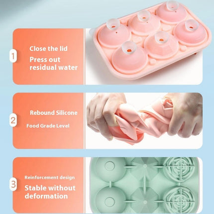 Ice Cube Trays with Covers 6 Cavity Silicone Rose Diamond Ice Ball Maker