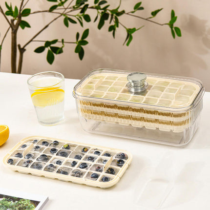 Square Ice Cube Trays - with Lid Bin Ice Maker Mold for Freezer