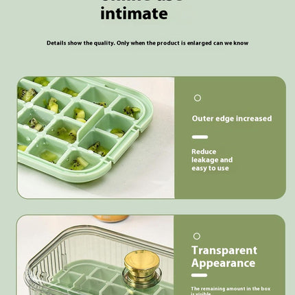 Square Ice Cube Trays - with Lid Bin Ice Maker Mold for Freezer