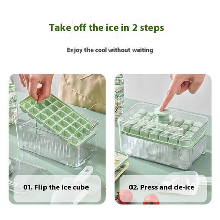 Large Capacity Press Type Ice Cube Tray with Lid and Bin Ideal Ice Cube Maker Mould