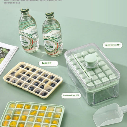 Large Capacity Press Type Ice Cube Tray with Lid and Bin Ideal Ice Cube Maker Mould