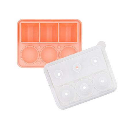 Silicone Round Ice Ball Mold & Square Large Ice Mold Combo with Lid Funnel Design